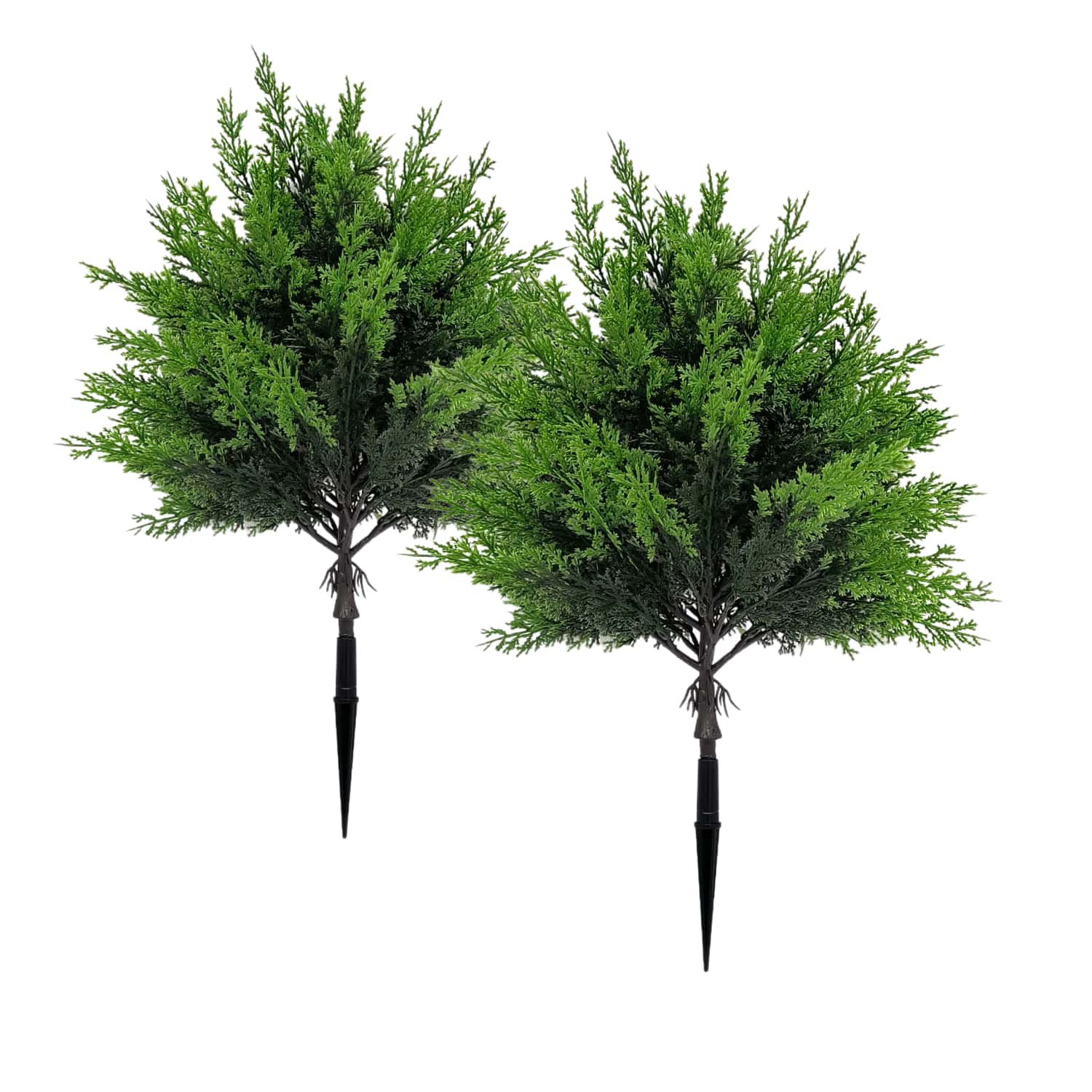Dracaena Marginata - 屋外用人工緑化物2個 - 高品質の大型球形松の木、地面用杭付き、屋内/屋外の庭の装飾に