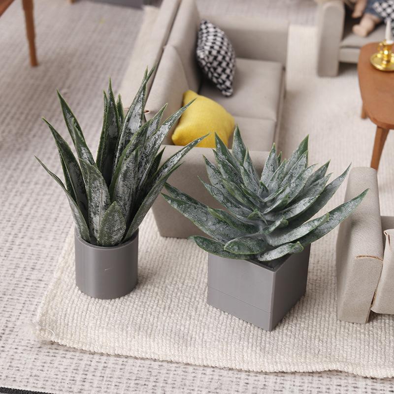 Aloe Vera Pot - ミニチュアアロエベラ鉢植え植物オーナメント ドールハウス植物鉢植えモデル ドールハウスマイクロシーン ランドスケープデコレーション ごっこ遊びおもちゃ